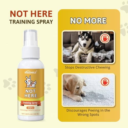 Dog Potty Training Spray Kit: Here Potty Trainer & Not Here Bitter Deterrent Spray - Anti Chew Stop Peeing Urine Marking - Indoor & Outdoor Grass Pad Toilet Spot Odor Repellent for Puppies Dogs