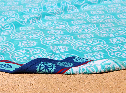 COTTON CRAFT Oversized XL Beach Towel 39 x 68-2 Pack - 100% Cotton Velour - Big & Huge - Pool Picnic Bath Towels - Jacquard Terry Thick Plush Super Soft Luxury - 450 GSM - Summer Trellis Pool Blue - color: Summer Trellis Pool Blue, size: 2 Pack - 39x68