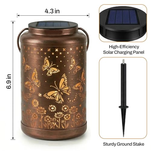 Butterfly Solar Lanterns Outdoor Waterproof with Ground Stake - Unique Gifts for Women Mom, Mothers Day Gifts - Birthday for Women,House Warming Gift New Home- for Garden Patio Yard Porch Lawn - color: Butterfly