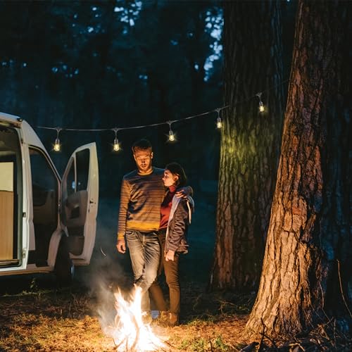 Feit Electric LED Solar Powered String Lights, Dusk-to-Dawn Sensor, 20ft Shatter Resistant Outdoor String Lights, Linkable, 2700K Warm White, 15,000-Hour Lifetime, SL20-10/SOL/V1, 11 Bulbs Included - color: Warm White, size: 20 ft, style: 10 Sockets