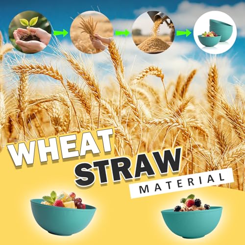 40 OZ Wheat Straw Bowl Sets, 6 PCS Unbreakable & Lightweight Salad Bowls, Microwave & Dishwasher Safe, BPA-Free, Kitchen Bowl Set for Serving, Soup, Oatmeal, Fruit, Noodles, Green - color: Green, size: 40 Oz