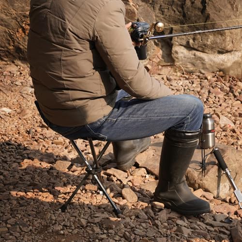 REDCAMP Ultralight Camping Stool with Retractable Legs, Portable 3 Legged Tripod Camping Stools for Adults Fishing Backpacking Hunting, Black - color: Black, style: Ultralight