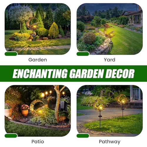 VIHOSE Solar Frog Outdoor Lights Waterproof Moon Garden Stake Lights Warm White LED Decorative Pathway Lighting for Yard, Lawn, Gifts for Mom, Women & Gardening Lovers