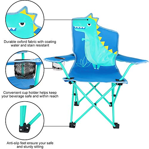 KABOER Kids Outdoor Folding Lawn and Camping Chair with Cup Holder and Carrying Bag, Children's Camping Chairs - color: Dinosaur