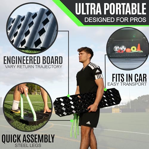 QuickPlay Replay Station 4-in-1 Soccer Rebounder Board - Portable Rebound Board for Backyard - Dual Surface, Dual Angle Soccer Passing Board for Passing & Reaction Skills - Soccer Training Equipment - style: Replay Station