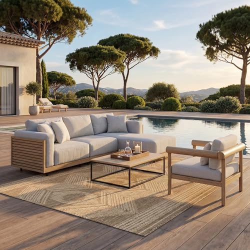 Nuloom Ranya Light Brown/Ivory, 6'7" Square, Tribal Geometric, Soft and Cozy, High Traffic, Stain Resistant, Easy Clean, Durable Area Rug for Indoor/Outdoor Patio, Deck, Porch, Garden, Courtyard - color: Light Brown, size: 6'7" x 6'7" (Square)