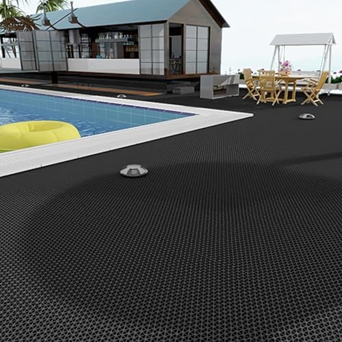 Drainage Non Slip Mats 3'x10' Heavy Duty Commercial Floor Mat Mesh Hollow Door Mat Roll for Swimming Pool Bathroom Kitchen Garage Indoor Outdoor Wet Area (Black, 0.9×3M/3×10FT) - color: Black, size: 35.4" x 118"