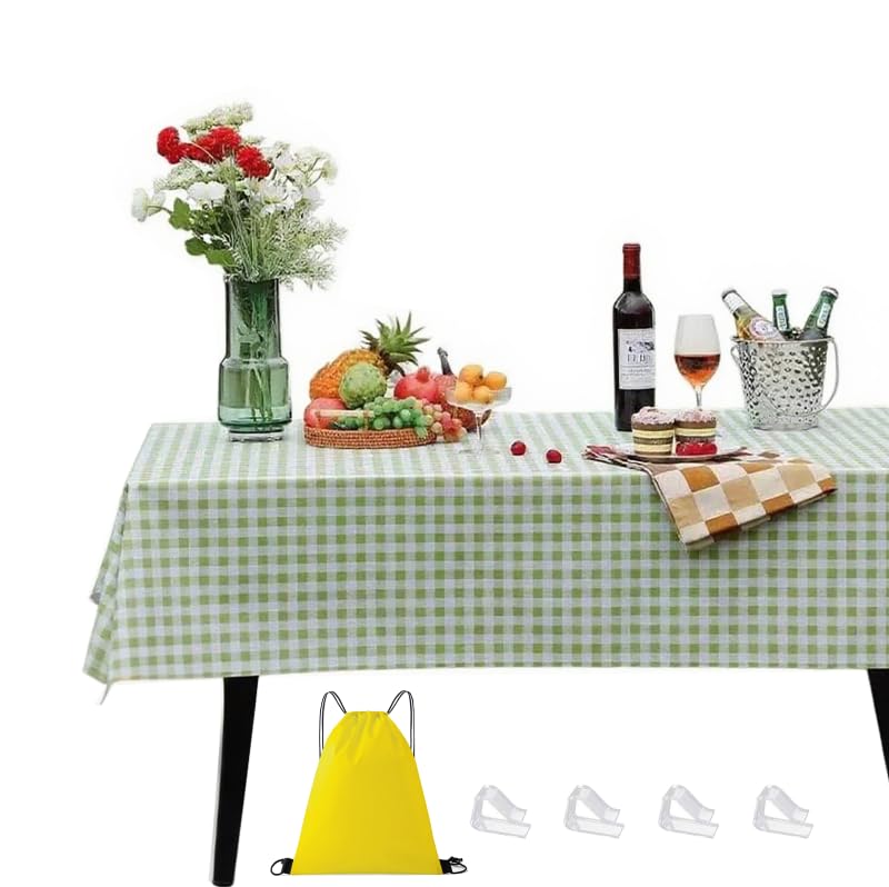 Waterproof Tablecloth, 6ft Table Cover Fitted for Picnic,Camping,Plastic Table Cloth, Heavy Duty Rectangle Tablecloth for Outdoor Party,Kitchen, Birthday, Wedding, Christmas,Decor-72x30inch-green - color: Pale Green