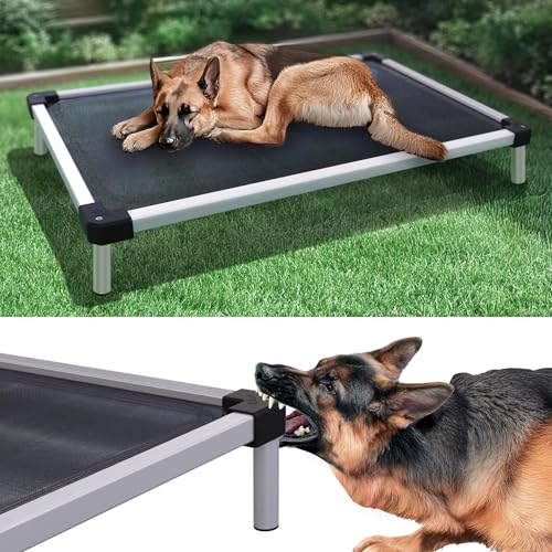 FXW TitanNest Chew-Proof Elevated Dog Bed, Raised Cot for Indoor/Outdoor/Camping Use, Durable & Waterproof Cooling Pet Bed for Large Dogs, 47.0" L x 29.0" W x 7.3" H, Black - size: Large Dog (47.0"l X 29.0"w X 7.3"h)
