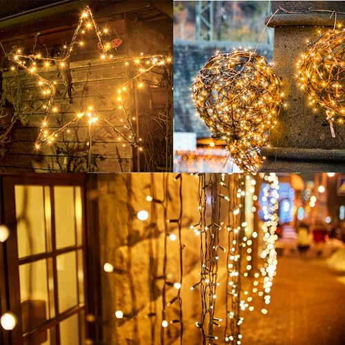 Flechllary 2 Pack-Solar String Lights, 78Ft 200 LED Solar Lights Outdoor with 8 Modes ，Solar String Lights Outdoor Waterproof for Yard, Fence,Balcony, Party,Christmas Tree Decorations (Warm White) - color: Warm White, size: 2 Pack 200 Led