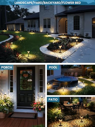SOLPEX Solar Pathway Lights Garden Decor for Yard, Garden Lights Solar Powered Waterproof Landscape Lighting, Solar Outdoor Lights Porch Decor for Path Walkway Driveway (8 Pack Warm White) - color: Warm White, size: 8 PACK