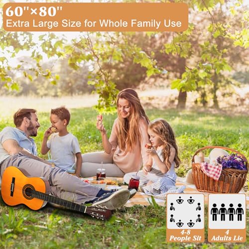 HX&OD Outdoor Picnic Blanket, Extra Large, 80''x60'' Waterproof Foldable Blankets Gingham Picnic Mat for Beach, Camping Grass Lawn Park Accessories Cute Couple Ideas Wedding (Yellow, 80”x60”) - color: Yellow, size: 5' x 6'8" (Square)