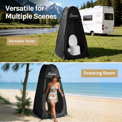 Wolfwise Pop Up Shower Tent for Camping Essentials, Portable Instant Changing Tent with Ventilation Window & Carry Bag, Privacy Dressing Room Bathroom Toilet for Beach & Outdoor, Standard, Dark Black - color: Dark Black, size: Standard: 6'3" H, 39.4" W