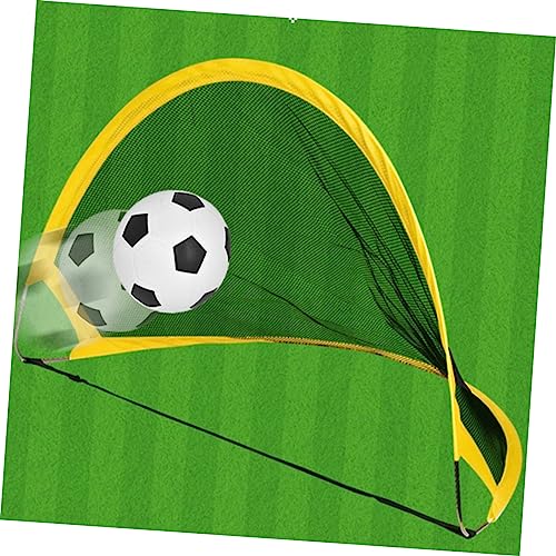 Luxshiny 2 Pcs Training Soccer Goal Set Mini Football Net with Inflator Iron Nails and Football for Outdoor Game Portable Foldable for Boys