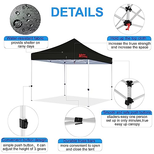 MASTERCANOPY Pop Up Canopy Tent Commercial Grade Instant Shelter (8x8, Black) - color: Black, size: 8x8