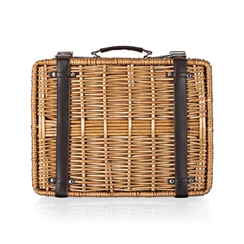 Picnic TIME Champion Picnic Basket for 2, Large Wicker Hamper Set with Cutlery Service Kit (Red & Black Buffalo Plaid Pattern) - color: Red & Black Buffalo Plaid Pattern