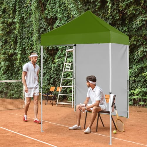EAGLE PEAK Pop up Canopy 5x5, Outdoor Portable Canopy Tent with One Removable Sunwall, Carry Bag Included, Grass Green - color: Grass Green
