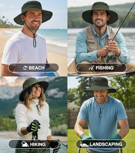GearTOP Safari Hat for Men Sun Hats for Women UV Protection UPF 50+ Fishing, Gardening, Hiking Hat (22-23 1/2") - color: Army Green XL