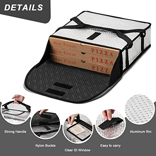 Pizza Bags for Delivery 20" X 20" X 5" - Moisture-Free, Professional Thermal Pizza Warmer, Heavy-Duty Food Carrier, Suitable for Restaurants,Picnic Uber Eats & Door Dash（ Silver） - color: Silver, size: 20" x 20" x 5"