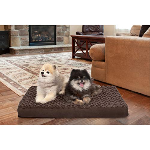 Furhaven Cooling Gel Dog Bed for Medium/Small Dogs w/ Removable Washable Cover, For Dogs Up to 35 lbs - Ultra Plush Faux Fur & Suede Mattress - Chocolate, Medium - color: Ultra Plush Curly Faux Fur (Chocolate), size: Medium