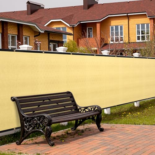 SPORTYOUTH 3ft x 50ft Fence Privacy Screen, Heavy Duty 150 GSM Fencing Mesh Shade Cover Windscreen with Brass Grommets for Outdoor Wall Deck Garden Backyard Porch, Cable Zip Ties Include, Beige - color: Beige
