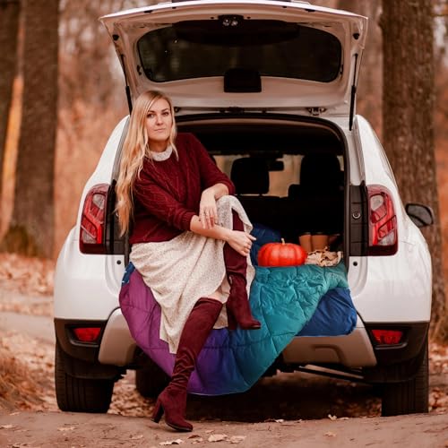 Camping Blanket, Puffy Blanket Lightweight Windproof Water Resistant for Outdoors,Hiking, Backpacking,Beach,Car,Picnic,Stadium - color: Grad Purple, size: 52"x75"