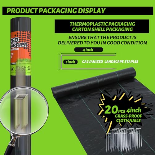 6x100FT Weed Barrier Landscape Fabric Heavy Duty, 3.2oz Durable Geotextile Fabric, Weed Block Gardening Ground Cover Mat, Weed Control Garden Cloth for Landscaping, French Drains, Yard Driveway - size: 6*100ft