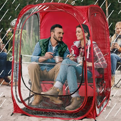 WeatherPod® Pop-Up Sports Tent 1-2 Person – Instant Setup MyPod™ Original Shark Tank All-Weather Pod Shelter for Outdoor Sports, Rain, Wind & Cold - color: Red, size: X-Large