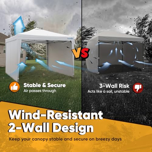 Quictent 10x10 Pop Up Canopy Tent with 2 Sidewalls, Instant Setup Gazebo for 1 Person, Portable & Compact, Waterproof & UV Protection, Ideal for Camping, Beach, Parties, and Outdoor Events - color: White, size: 10x10 with 2 Sidewall