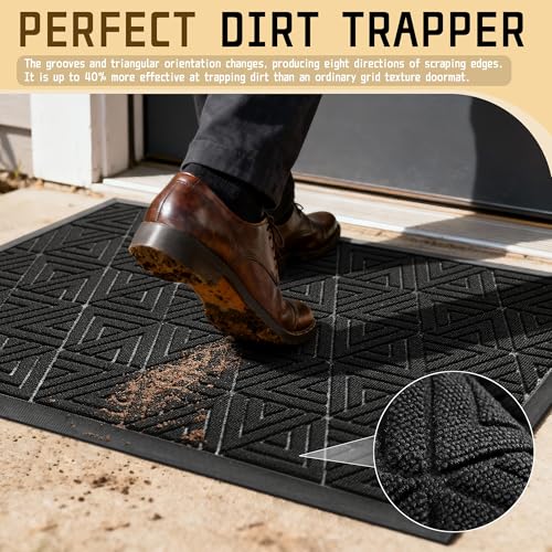 Yimobra Extra Large Door Mat 60x36, All-Weather Waterproof Non-Slip Welcome Matt Outdoor, Heavy Duty Non Slip Doormat for Entryway for Patio and Garage Indoor, Easy Clean, Black - color: Black, size: 60x36 Inch