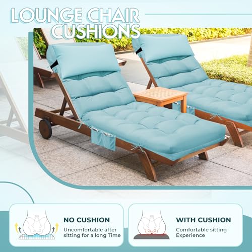 Outdoor Chaise Lounge Chair Cushion, Waterproof Outdoor Chair Cushions for Patio Furniture, 71 x 21 x 4 Inches Replacement Chaise Lounge Cushion with Ties (Teal) - color: Teal