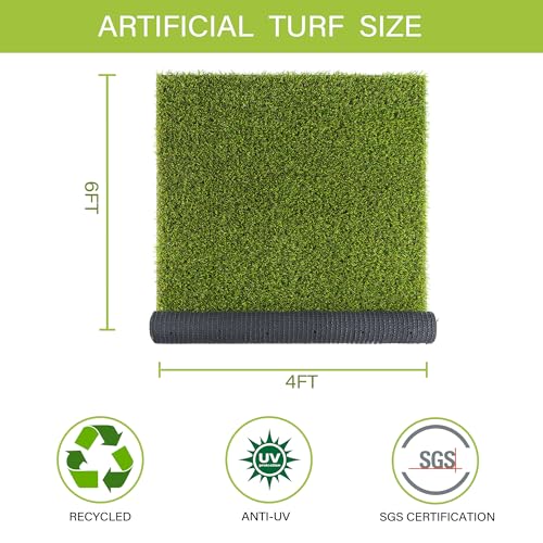 SUNTURF Dog Grass Pads 4 x 6 FT, 0.8 Inch High Pile Artificial Grass Pads for Dogs Potty, Fake Grass Rug Indoor Outdoor Lawn Landscape for Garden Turf Mat for Dogs Training - size: 4x6 FT