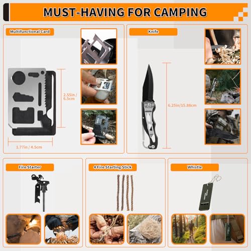 Survival Kit, Gifts for Men Women Teen Boys, 252 pcs Survival Gear and Equipment Mini First Aid Kit for Car Home, Emergency Kit with Molle System for Earthquake, Outdoor Adventure, Car Travel - style: 252pcs-camo