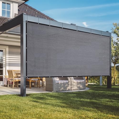 VICLLAX 90% Shade Fabric Sun Shade Cloth with Reinforced Grommets, Outdoor Sun Screen Fabric for Outdoor Patio Garden Pergola Cover Canopy 3x8 FT, Dark Grey
