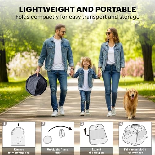 LAFYETTE. - US Based, Portable Cat Playpen, Trapezoidal Stable Design, Foldable Pet Tent for Indoor Outdoor Use, Cat Dog Play Enclosure, Kitten Puppy Kennel Crate, Pet House, Easy Setup, 33" x 26.5" - size: Medium (33" x 26.5")