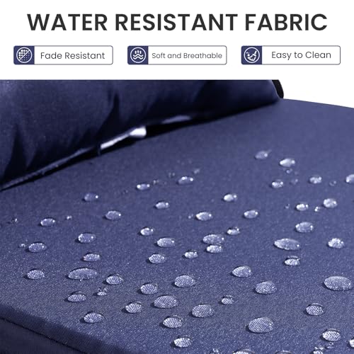 Crestlive Products Foldable Outdoor Chaise Lounge Cushions with Head Pillow and Side Pockets, Water Resistant & Fade Resistant Lounge Chair Cushion, 72''L x 21''W, Navy - color: Navy, size: 72"l X 21"w