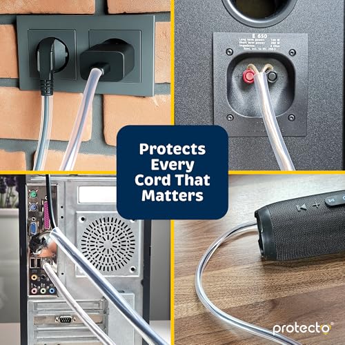 PROTECTO 2-Pack Heavy Duty Cord Protectors from Pets No Chew Solution, 10ft Easy to Use Dog & Cat Cord Protector, Clear & Odorless Critter Cord Cover for Pets, Power Audio Video Wire Protector Tubing - color: Clear, size: 3/8"-10ft - 2pk