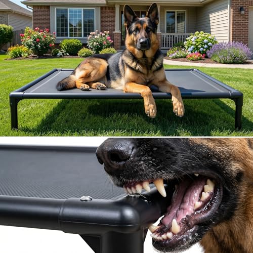 suddus Elevated Dog Bed Waterproof Outdoor, Portable Raised Dog Bed, Dog Bed Off the Floor, Chew-Proof Dog Bed Easy Clean Indoor or Outdoor Use，XX-Large, 56 * 37.5 * 9in, Grey - color: Grey, size: XXL (56"L x 37.5"W x 9"H)