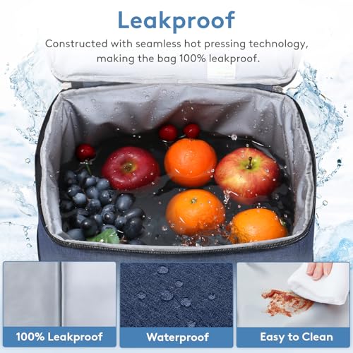 Lifewit Cooler Bag 30/50/60 Cans Collapsible and Insulated Large Lunch Bag Leakproof Soft Cooler Portable Tote for Camping/BBQ/Family Outdoor Activities - color: Dark Blue, size: 30-Can(20L)