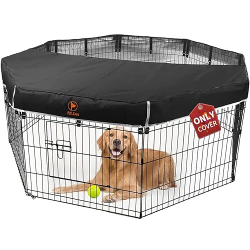 PJYuCien Dog Playpen Mesh Top Cover, Fits 24 Inch 8 Panels Metal Exercise Pet Pen, Elastic Buckles Connections, Black (Note: Only Cover, Fence Not Included) - color: Only Black Top Cover, Elastic Buckles Connections