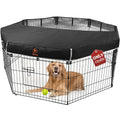PJYuCien Dog Playpen Mesh Top Cover, Fits 24 Inch 8 Panels Metal Exercise Pet Pen, Elastic Buckles Connections, Black (Note: Only Cover, Fence Not Included) - color: Only Black Top Cover, Elastic Buckles Connections