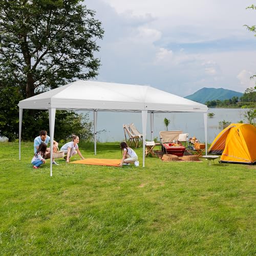 VINGLI 10x20 ft Pop Up Canopy Tent with 6 Sidewalls with Carry Bag, Outdoor Gazebo Shelter, Patio Event Tent Outdoor Canopy Commercial Canopy(White) - color: White