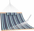 Lazy Daze Hammocks 12 FT Quilted Fabric Double Hammock with Spreader Bars and Detachable Pillow, 450lbs Weight Capacity - color: Aqua Navy