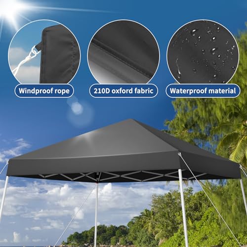 Outvita Canopy 7.8x7.8' Pop Up Commercial Instant Gazebo Tent, Waterproof & UV Protection Canopy Tent with Slant Legs for Party Wedding Birthday BBQ Events - style: 7.8x7.8-gray