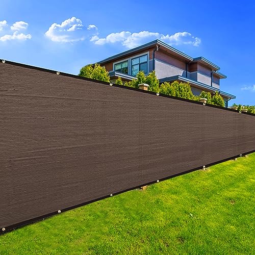 Privacy Fence Screen 8' x 11', 90% Blockage Heavy Duty 170 GSM Fencing Mesh Net Cover for Outdoor Wall Garden Yard Backyard Cable Zip Ties Included Brown-We Make Custom Size - color: Brown, size: 8X11 FT - Custom Sizes