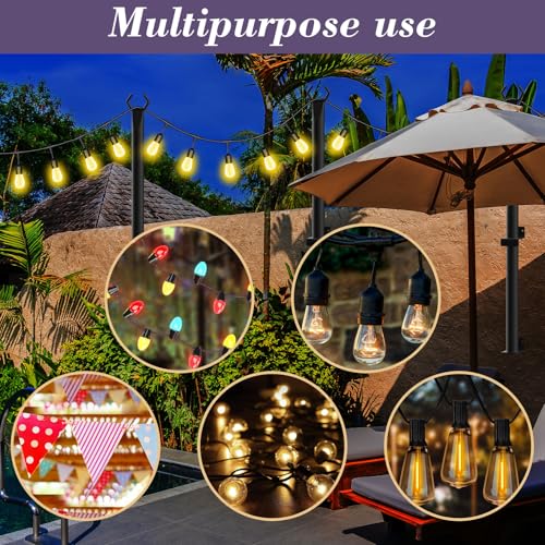 NUERPO 4 Pack String Light Poles,5Ft Metal Poles for Outdoor String Lights,Outdoor Light Poles with Post,Poles/Stand for Outside,Patio,Deck,Backyard,Garden Wedding,Party - size: 4 Pack 5ft String Light Pole