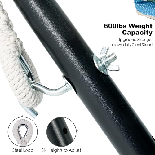 GAFETE Double Hammock with Stand for Outside, Upgraded Spreader Bar, Heavy Duty Space Saving Steel Stand 2 Person, Convenient Pocket, Easy Assembly, 600lbs Weight Capacity, Indoor & Outdoor (Garden) - color: Garden
