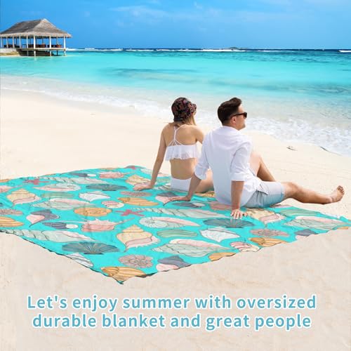 Beach Blanket 78''×81'' Suits 1-5 Adults Waterproof Sandproof Oversized Waterproof Lightweight Durable Beach Blanket Large Picnic Mat for Travel Camping Picnic - color: Conch, size: 78''x81''