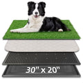 Dog Grass Pad with Tray, 30" x 20" Large Artificial Grass Pad for Dogs, Indoor Washable Dog Litter Box Reusable Puppy Toilet Pet Loo for Puppy Potty Training - size: L 30x20x1.4IN-1 Grass Pad