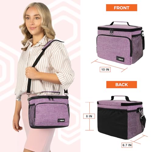 OPUX Insulated Lunch Bag for Men Women, Soft Lunch Box for Office Work School Picnic, Leakproof Lunch Cooler Bag with Shoulder Strap for Kid Adult Boy Girl, Medium Lunchbox Lunch Tote (Heather Purple) - color: Heather Purple, size: Medium